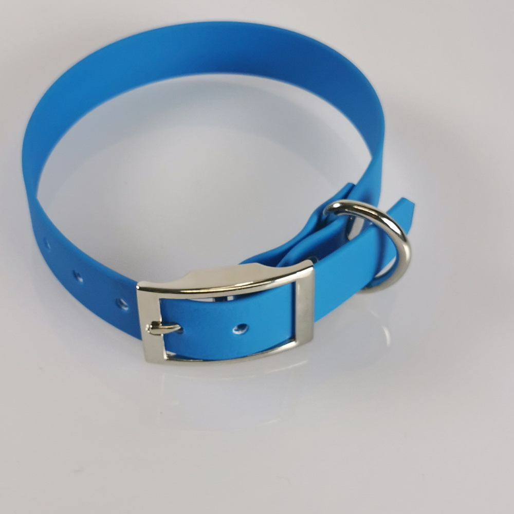 Halsband mit Dorn, 27 - 55cm, wasserfest hellblau Biothan 20 + 25mm Breite, hellblau