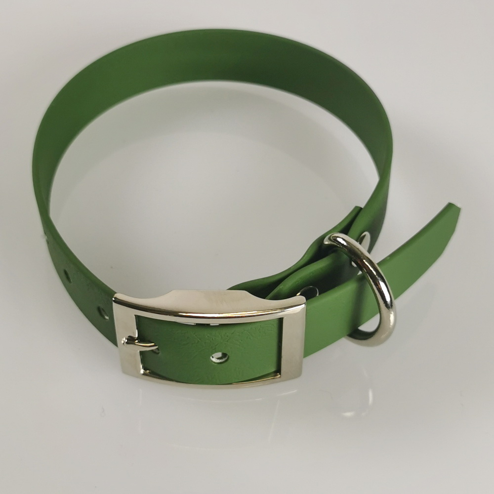 Halsband mit Dorn, 27 - 55cm, wasserfest olive Biothan 20 + 25mm Breite, olive