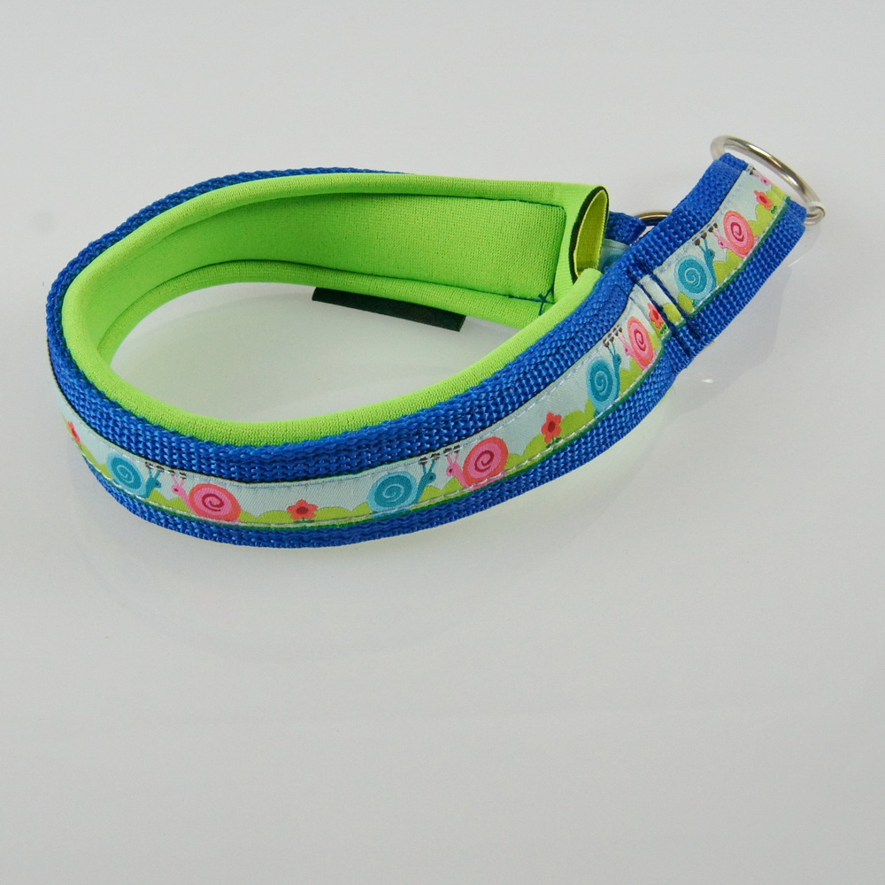 Halsband Zug-Stop, 2.5 - 3.5cm, 25 - 55cm, Neopren schnecke, neongrün, blau