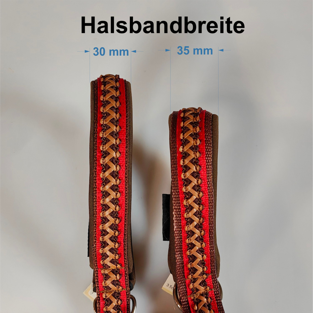 Halsband Zug-Stop, 3 - 3.5cm, 25 - 55cm, Neopren gelb, blau, Blumen weiss