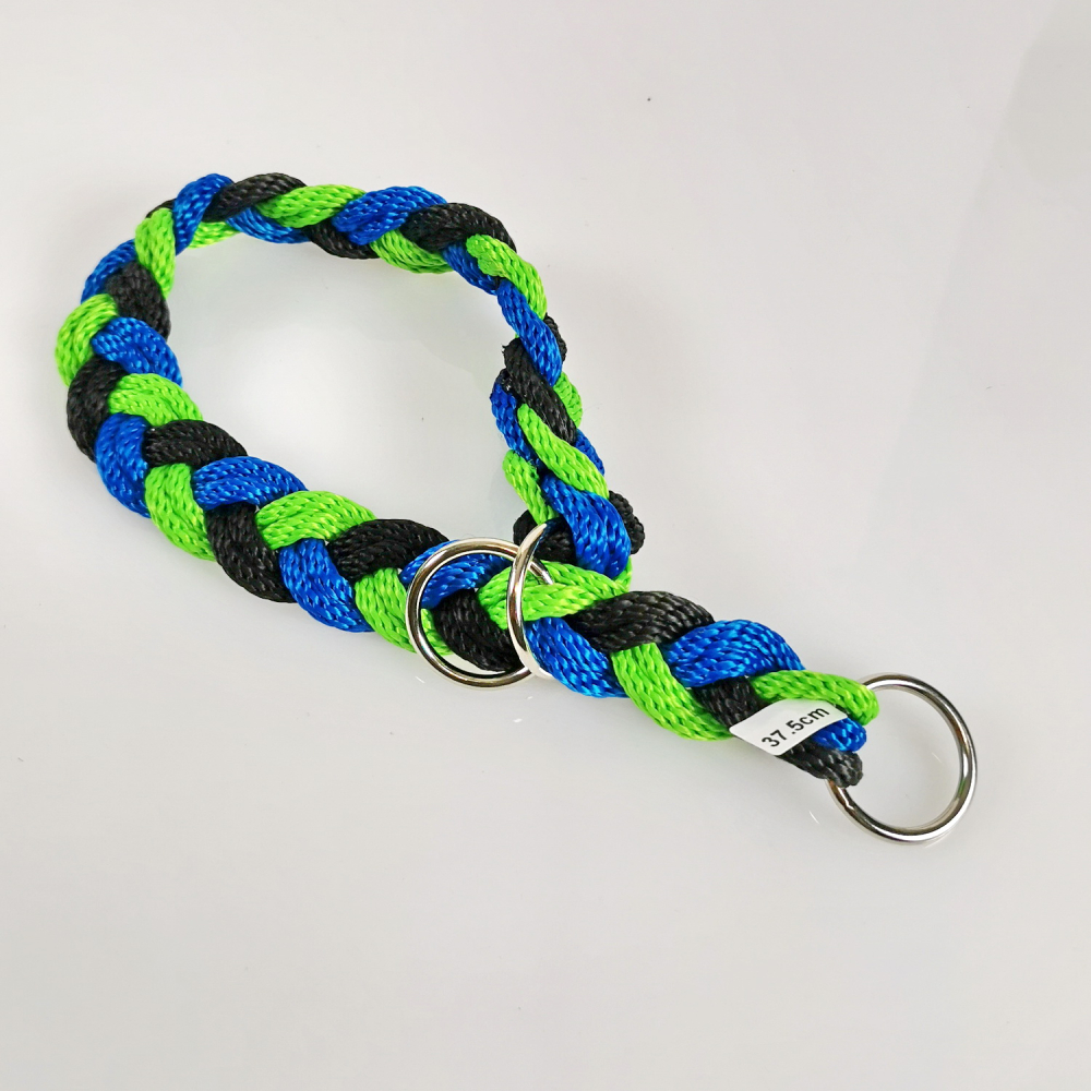 Halsband gefl. 6mm, 6er, 30 - 55cm neongrün - blau - schwarz