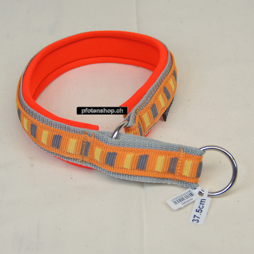 Halsband Zug-Stop, 3.5cm, 30 - 55cm, Neopren orange, hellgrau, orange - gelb - grau