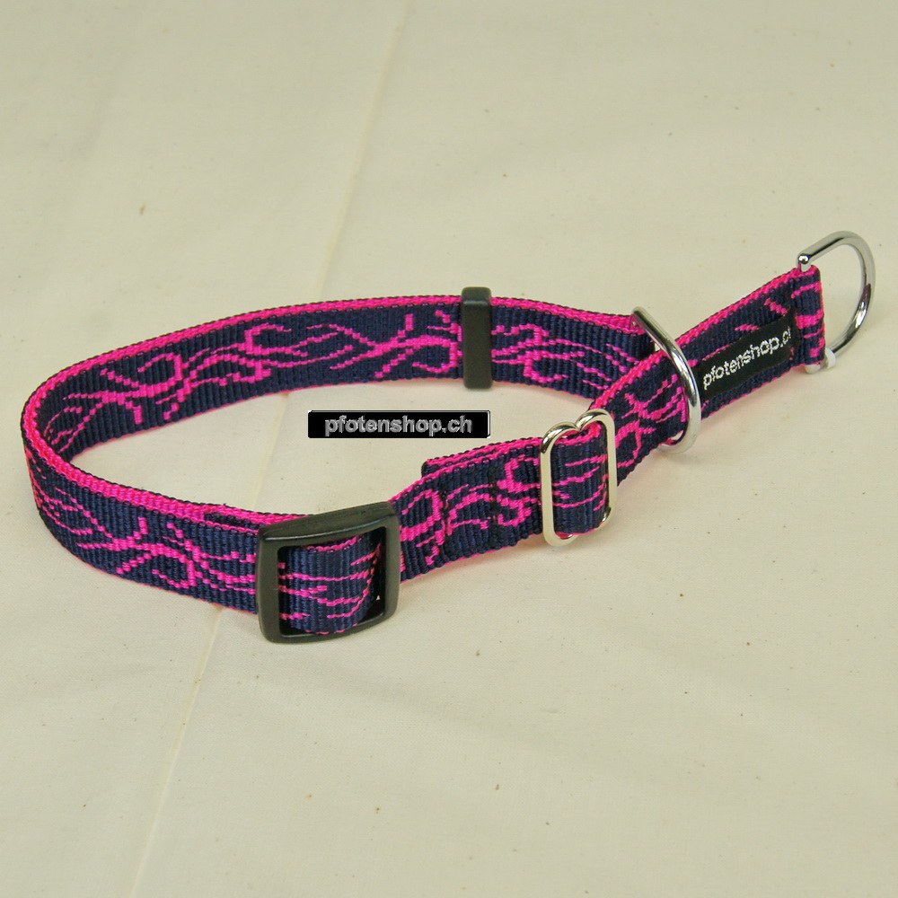 Halsband Zug-Stop verstellbar  1.5 - 2.5cm, 20 - 60cm Tattoo schwarz - pink