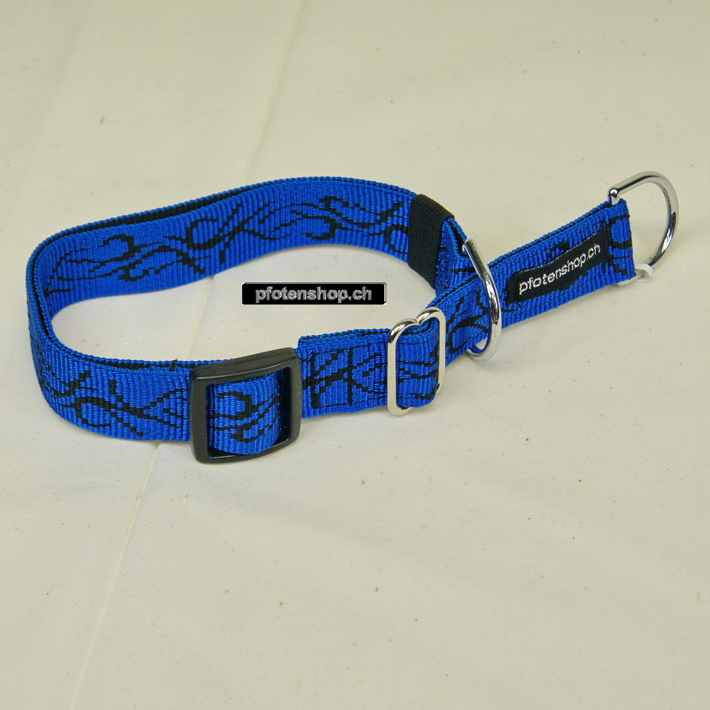 Halsband Zug-Stop verstellbar  1.5 - 2.5cm, 20 - 60cm Tattoo blau - schwarz