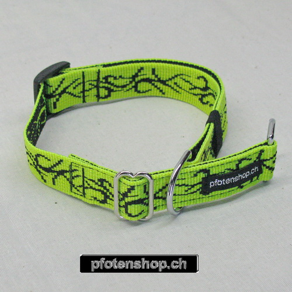 Halsband Zug-Stop verstellbar  1.5 - 2.5cm, 20 - 60cm Tattoo neongelb - schwarz