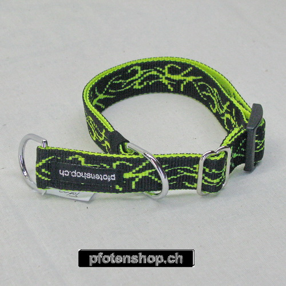 Halsband Zug-Stop verstellbar  1.5 - 2.5cm, 20 - 60cm Tattoo schwarz - neongelb