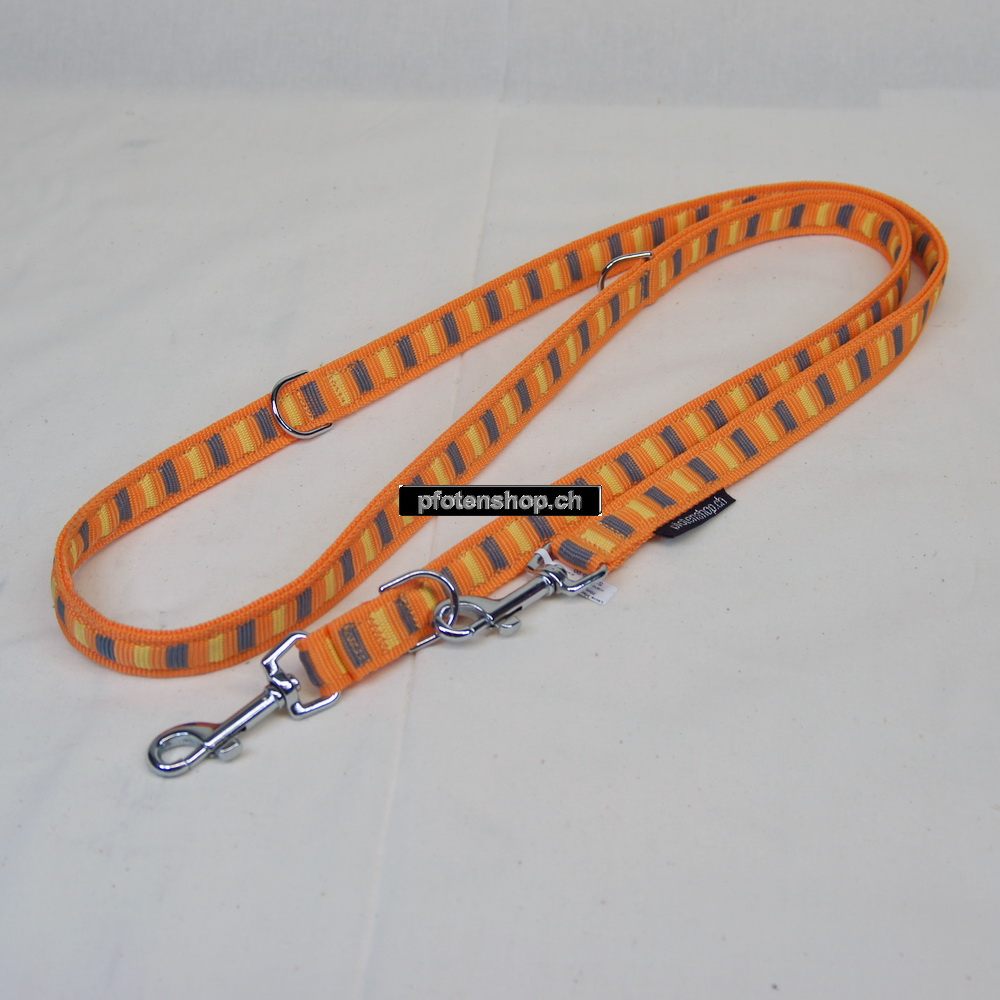 Leine 3fach verst. 1.6m - 2m, 20 + 25mm, orange - gelb - grau orange - gelb - grau