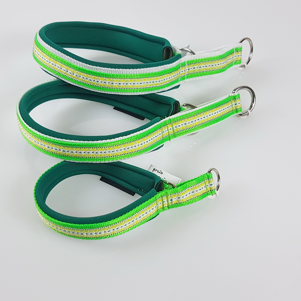 Halsband Zug-Stop, 2.5 - 3.5cm, 25 - 55cm, Neopren grün, neongrün, Jacqard Borte grün