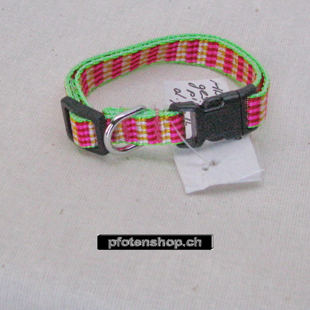 Halsband Click, 1.0cm, 16.5-25cm gestreift pink - gelb