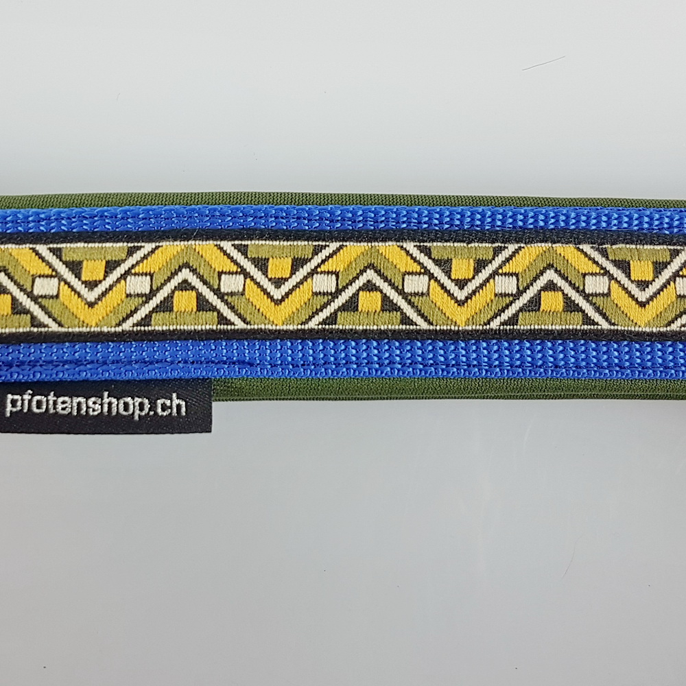 Halsband Zug-Stop, 3.0 - 3.5cm, 25 - 55cm, Neopren Mexiko blau oliv, blau, mex oliv