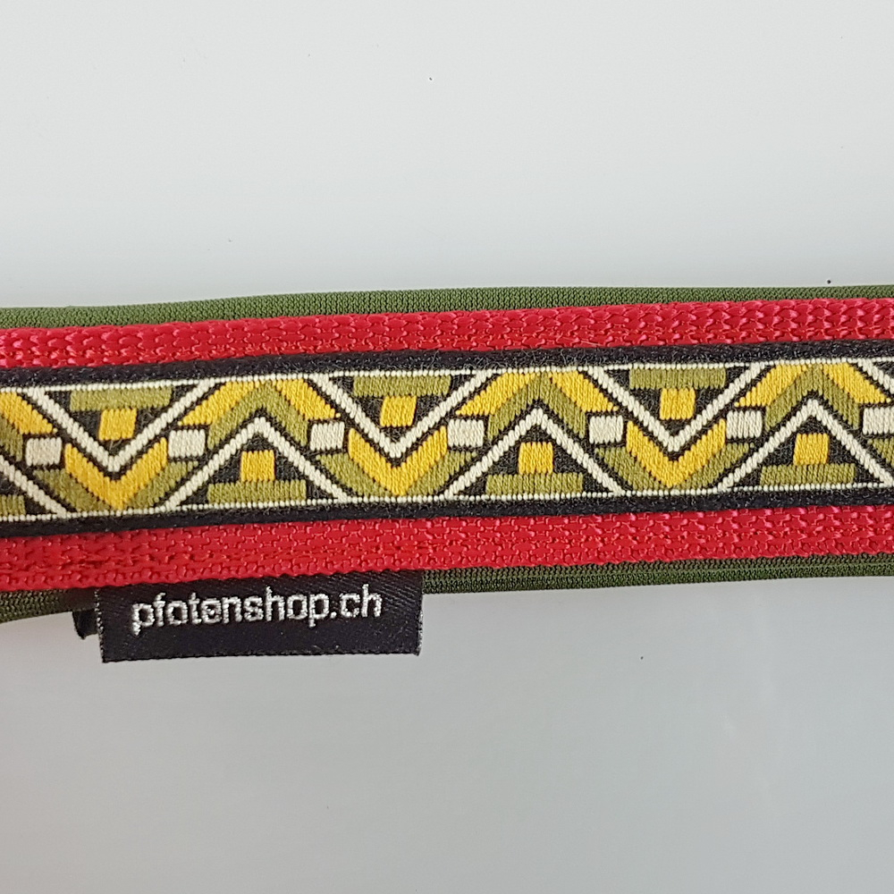 Halsband Zug-Stop, 3.0 - 3.5cm, 25 - 55cm, Neopren Mexiko rot oliv, rot, mex oliv