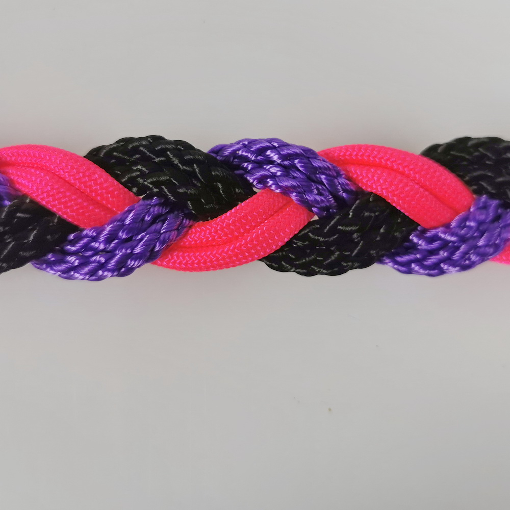 Halsband Zug-stop flach- oder rundgeflochten, 30 - 55cm neonpink, schwarz, violett