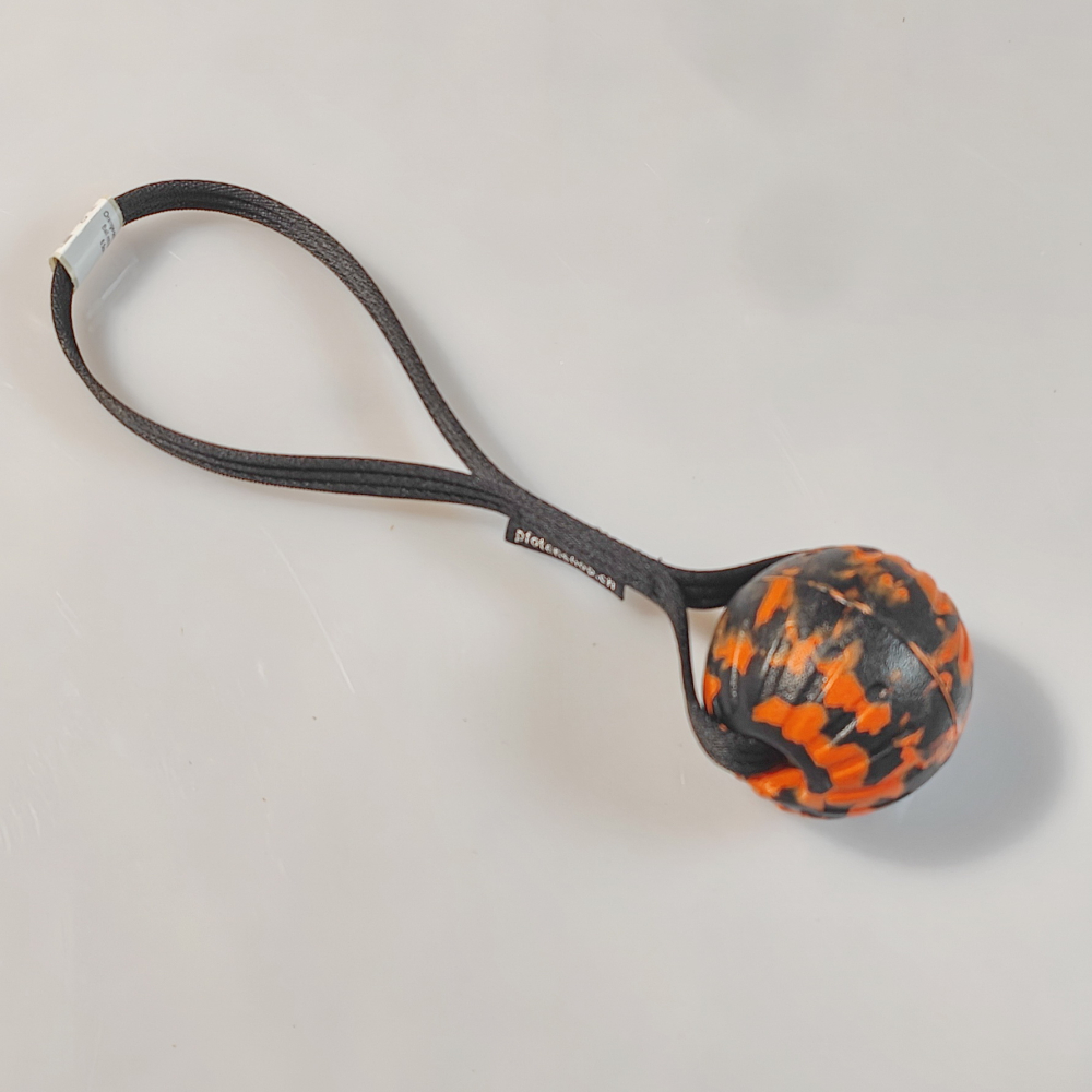 Orange-schwarzer Ball mit Band 6,5cm sehr stabil, DuraFoam