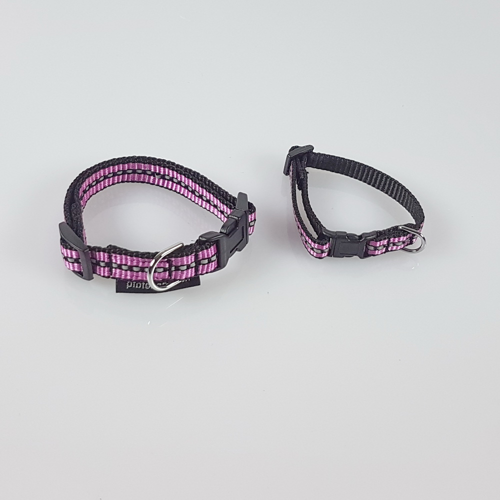 Halsband Click, 1.0cm - 1.5cm, 16.5-46cm reflex rosa - schwarz