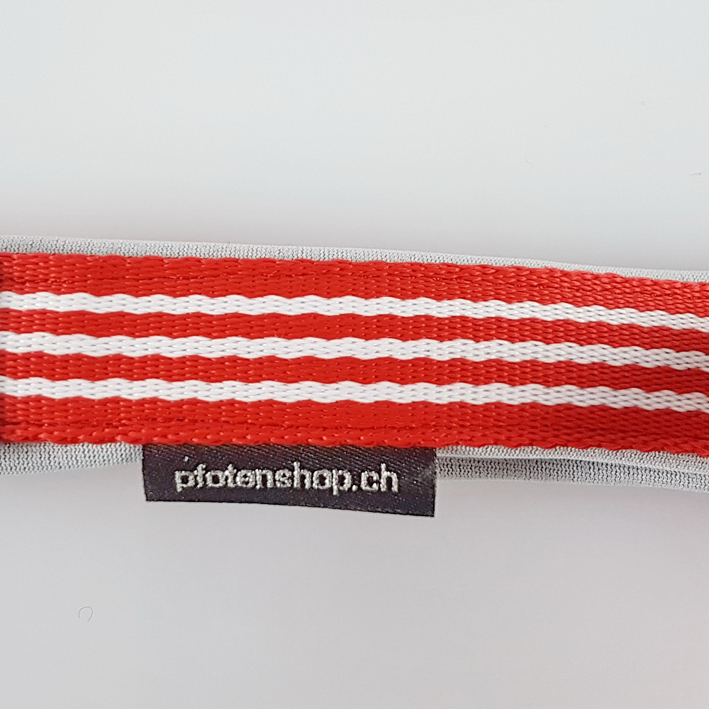 Halsband Zug-Stop, 3.0cm, 25 - 55cm, Neopren weiss, rot, weiss gestreift