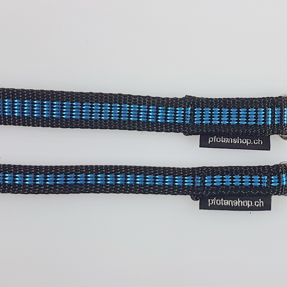 Halsband Zug-Stop verstellbar  1.5 - 2.0cm, 20 - 42cm schwarz - blau gestreift