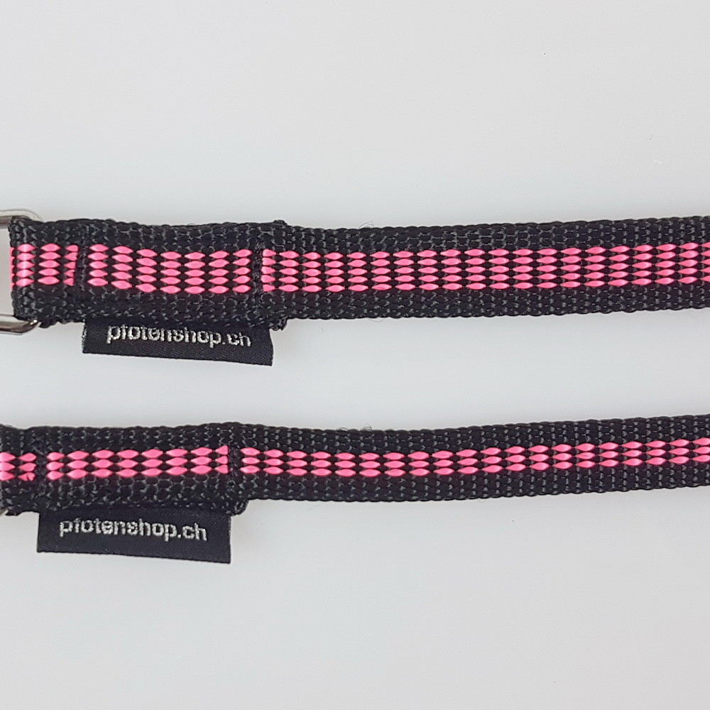 Halsband Click, 1.5cm + 2cm, 18.5-46cm schwarz - pink gestreift