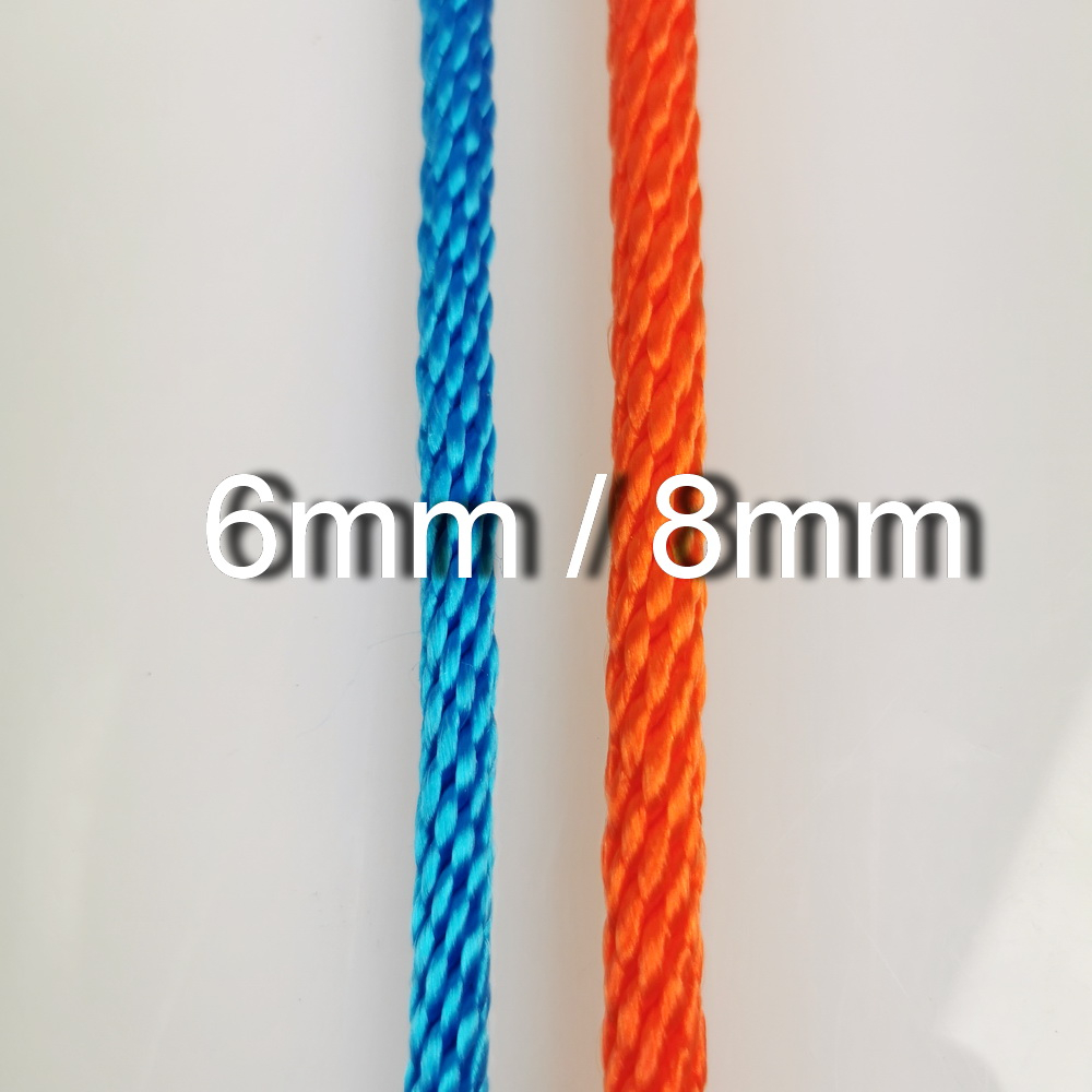 Seil Leine 3fach verstellbar, weich, 6mm + 8mm neongrün