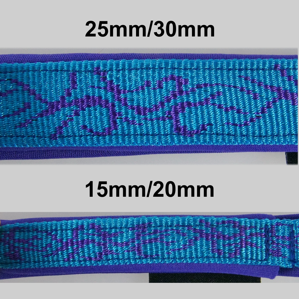 Leine mit Neopren, 3fach verstellbar 1.5m,  20 - 30mm Tattoo aqua - violet