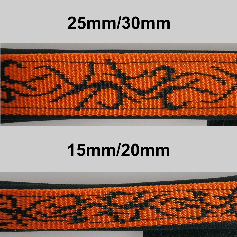 Leine mit Neopren, 3fach verstellbar 1.5m,  20 - 30mm Tattoo orange - schwarz