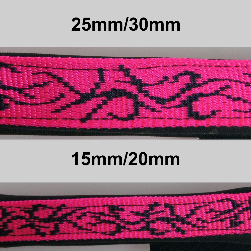 Leine mit Neopren, 3fach verstellbar 1.5m,  20 - 30mm Tattoo pink - schwarz