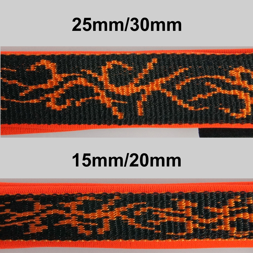 Leine mit Neopren, 3fach verstellbar 1.5m,  20 - 30mm Tattoo schwarz - orange