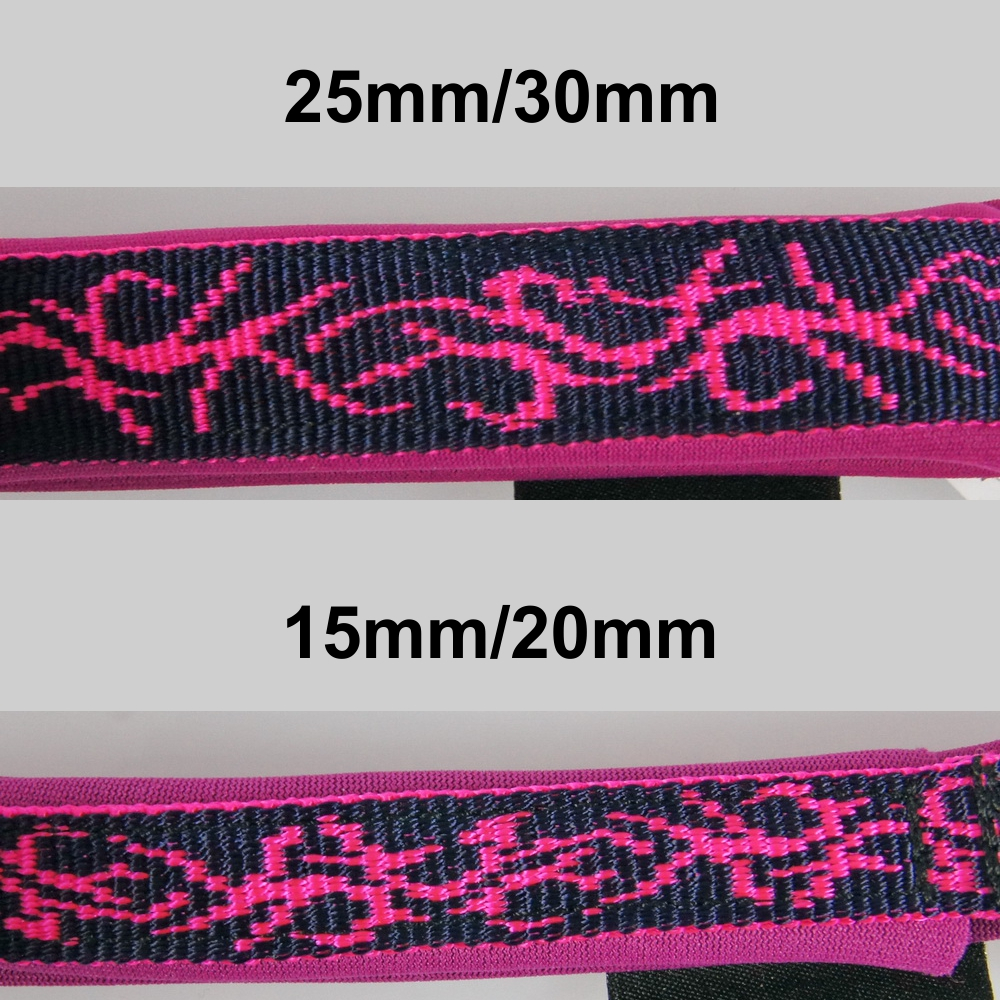 Leine mit Neopren, 3fach verstellbar 1.5m,  20 - 30mm Tattoo schwarz - pink