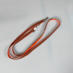 Leine 3fach verstellbar 1.6m - 2m, extra Weich orange, mit Lederband braun