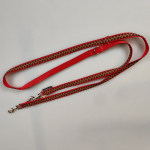 Leine 3fach verstellbar 1.6m - 2m, extra Weich rot, mit Lederband braun
