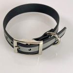 Halsband mit Dorn, 27 - 55cm, wasserfest schwarz - reflex Biothan 20 + 25mm Breite, schwarz - reflex