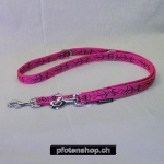 Leine 3fach verstellbar 1.6 - 2m,  15 - 25mm, Tattoo pink - schwarz Tattoo pink - schwarz