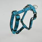 Geschirr M, 2.0cm, Hals 36-58cm, Bauch 40-60 pfoten hellblau - schwarz