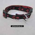 Halsband Click, 1.0 - 2.0cm, 16.5-46cm, Pfoten schwarz - rot Pfoten schwarz - rot