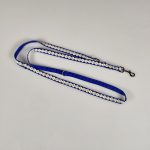 Leine 3fach verstellbar 1.6m - 2m, extra weich blau m. Blumen weiss