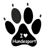 Pfotenaufkleber  I Love Hundesport  , diverse Farben